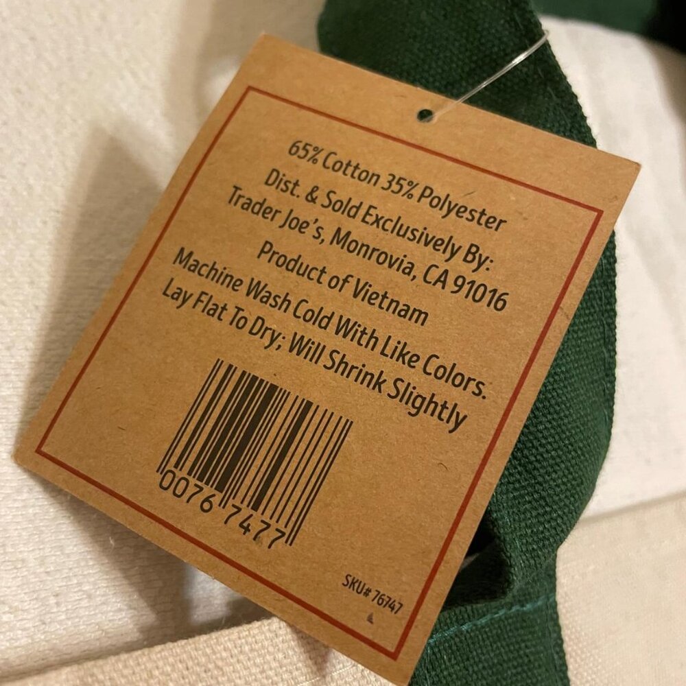 New with Tags! Set of 2: GREEN - Trader Joe's Large & Mini Canvas Totes - Picture 12 of 14